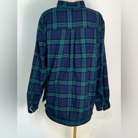 L.L. Bean Men’s Navy Blue Flannel Cotton Fleece Lined Button Up Jacket Size XL - Picture 5 of 13